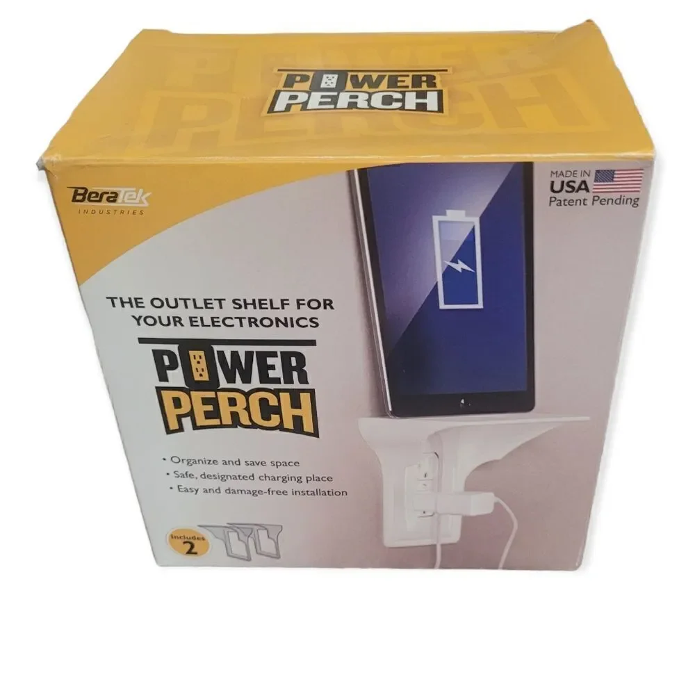 2pk power perch outlet storage shelf